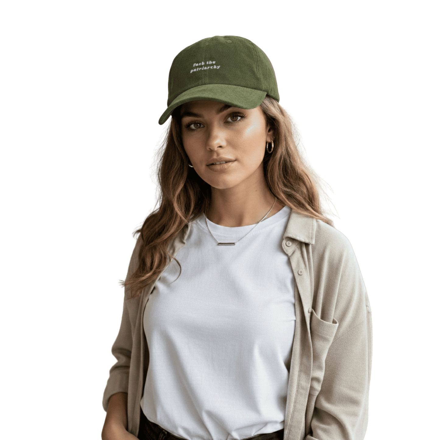 Taylor Swift ‘Fuck the Patriarchy’ olive baseball cap featuring bold feminist slogan, pop culture inspired merch for Swifties