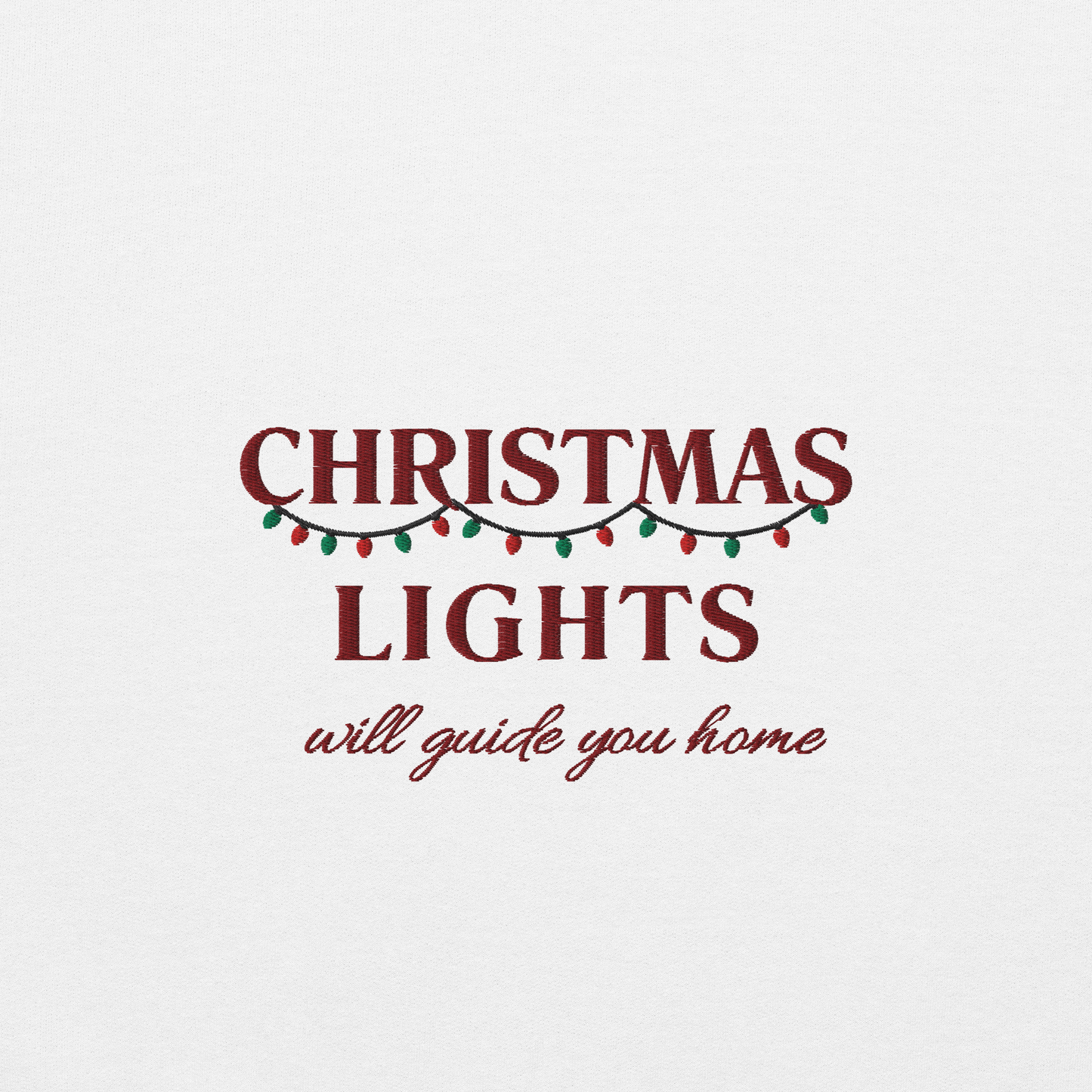White Christmas Lights sweatshirt inspired by Coldplay lyrics ‘lights will guide you home’