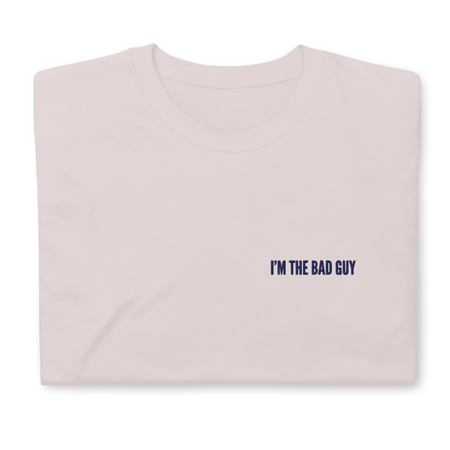 Grey "I'm The Bad Guy" T-Shirt – Trendy Unisex Tee for Billie Eilish Fans with Bold "I'm The Bad Guy" Embroidery