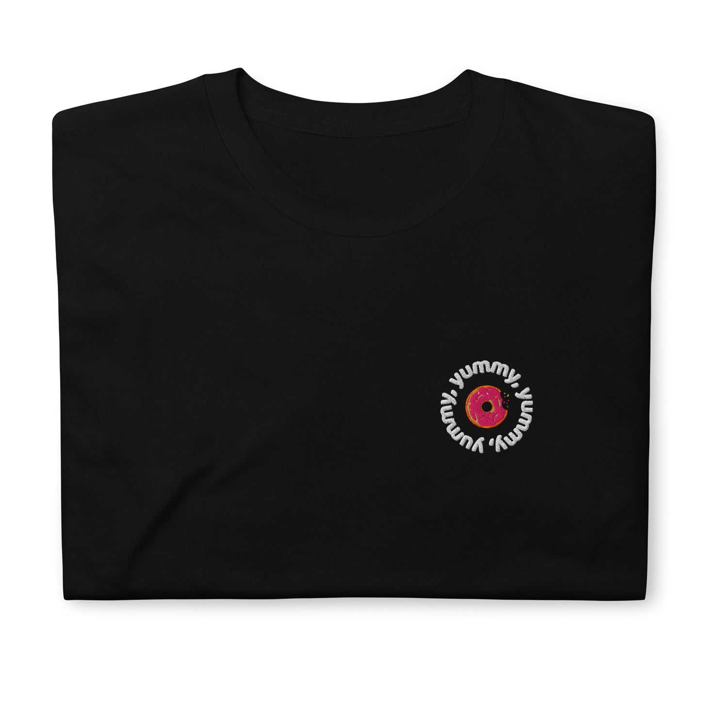 Black Yummy T-shirt with embroidered design, featuring a playful tribute to Justin Bieber's hit song. The shirt offers a classic fit, perfect for casual outings or concerts, made from soft, high-quality fabric for comfort and style