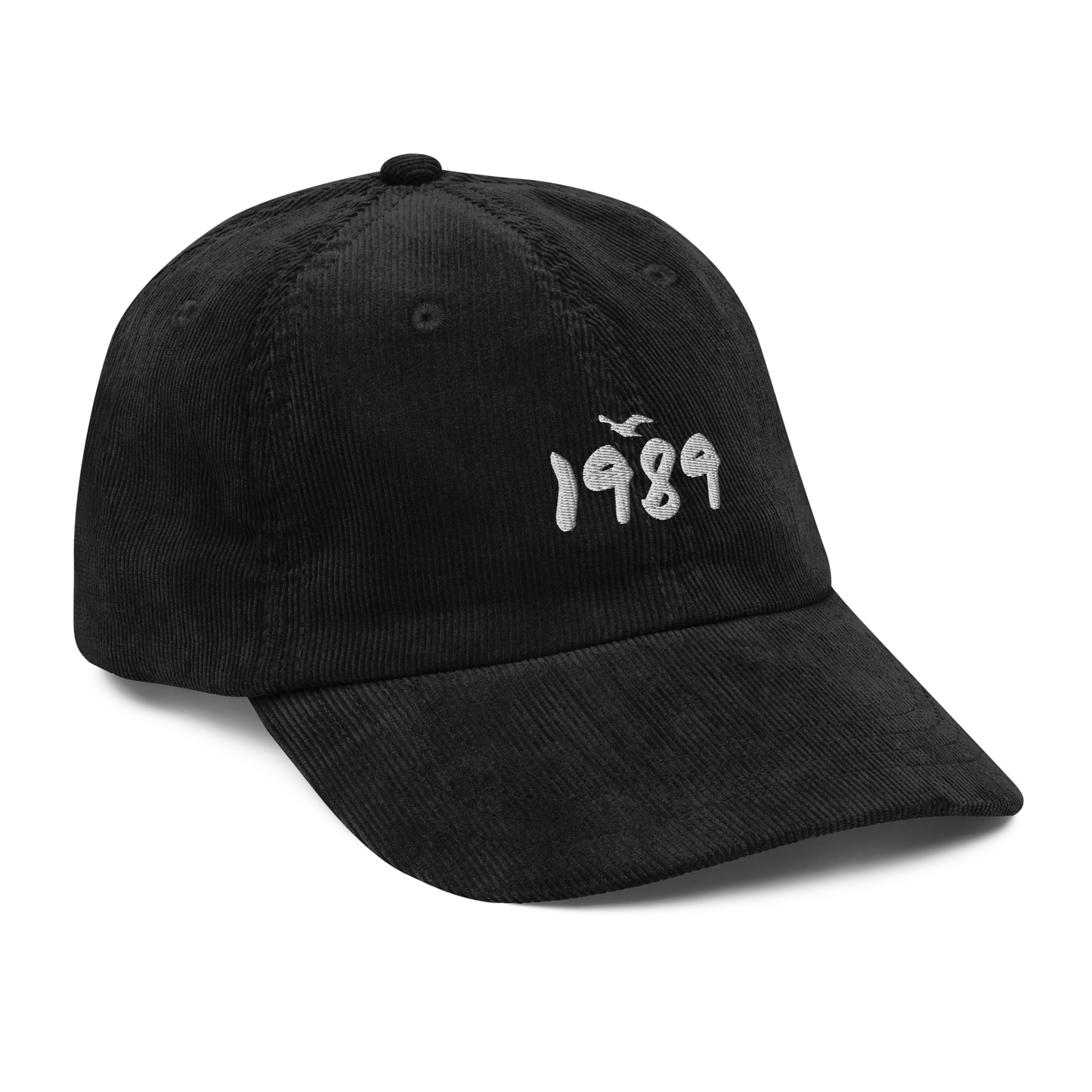 Taylor Swift 1989 album inspired black hat with white 1989 embroidery, aesthetic Swiftie merchandise cap