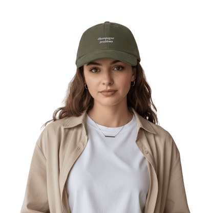Taylor Swift Champagne Problems olive baseball cap - Taylor Swift themed merch hat for fans, stylish pop culture accessory