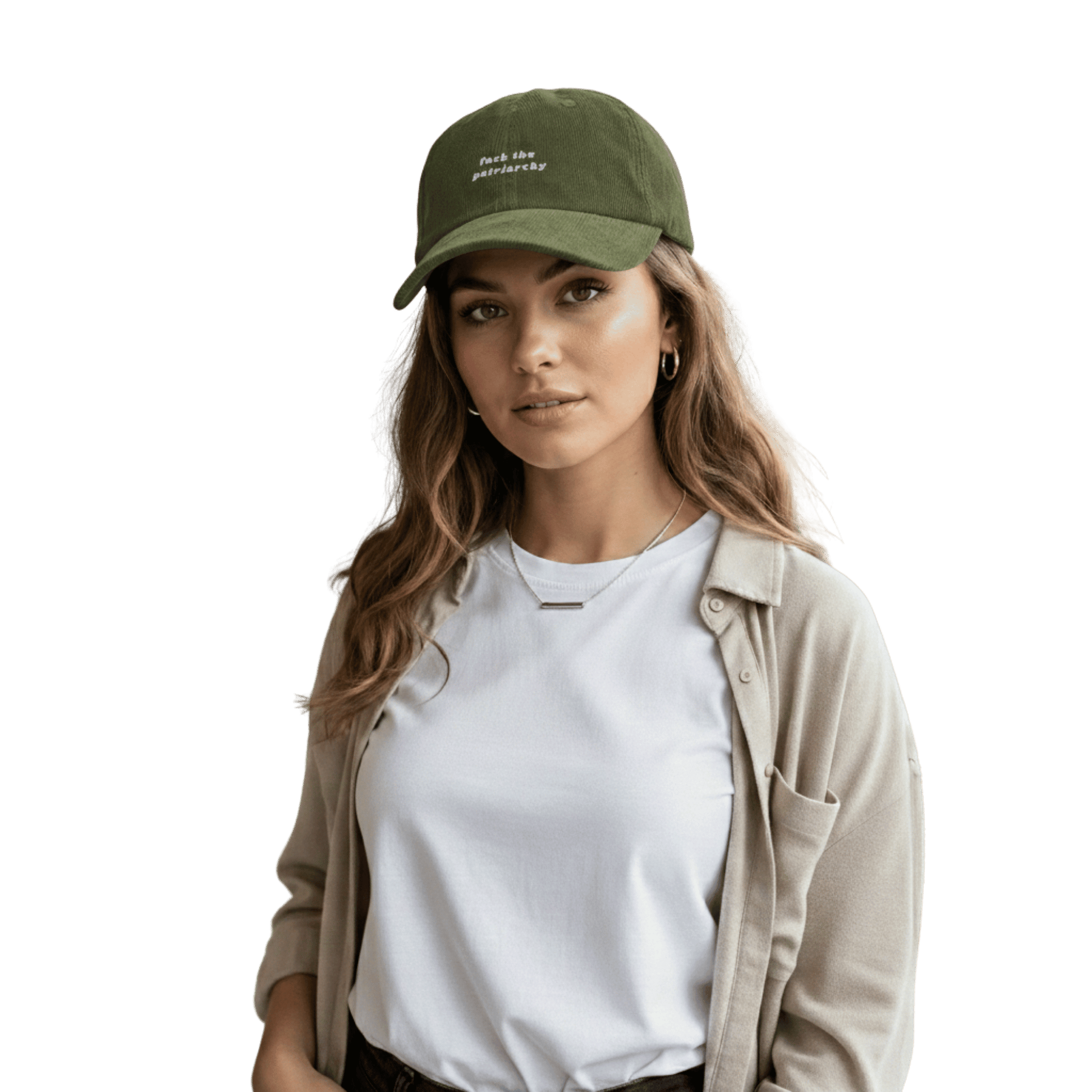 Taylor Swift ‘Fuck the Patriarchy’ olive baseball cap featuring bold feminist slogan, pop culture inspired merch for Swifties
