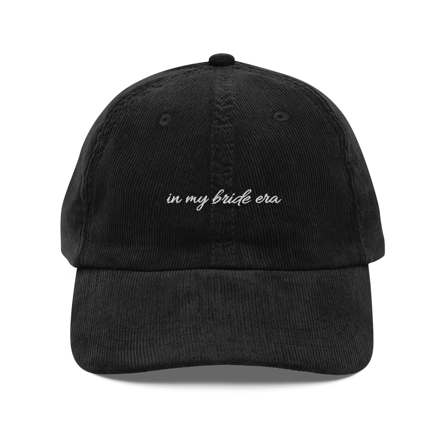 Black embroidered ‘in my bride era’  hat, minimalist wedding-era baseball cap inspired by Taylor Swift aesthetic, perfect for brides-to-be, engagement gifts, bachelorette outfits, and romantic bridal style
