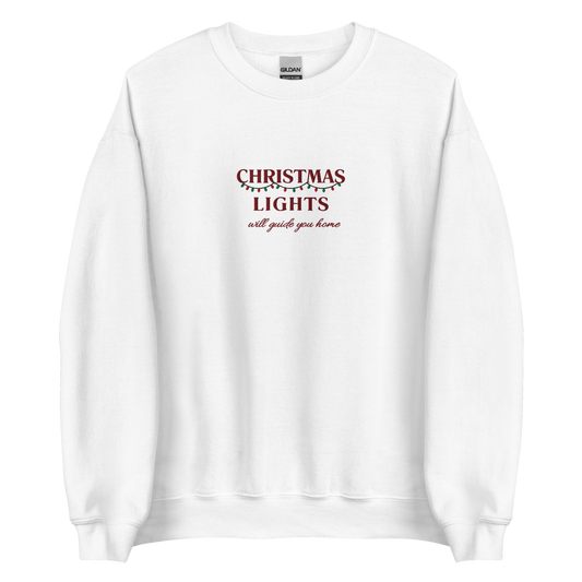Coldplay inspired sweatshirt with ‘Christmas Lights Will Guide You Home’ design – cozy fan merch for Fix You and Coldplay lovers