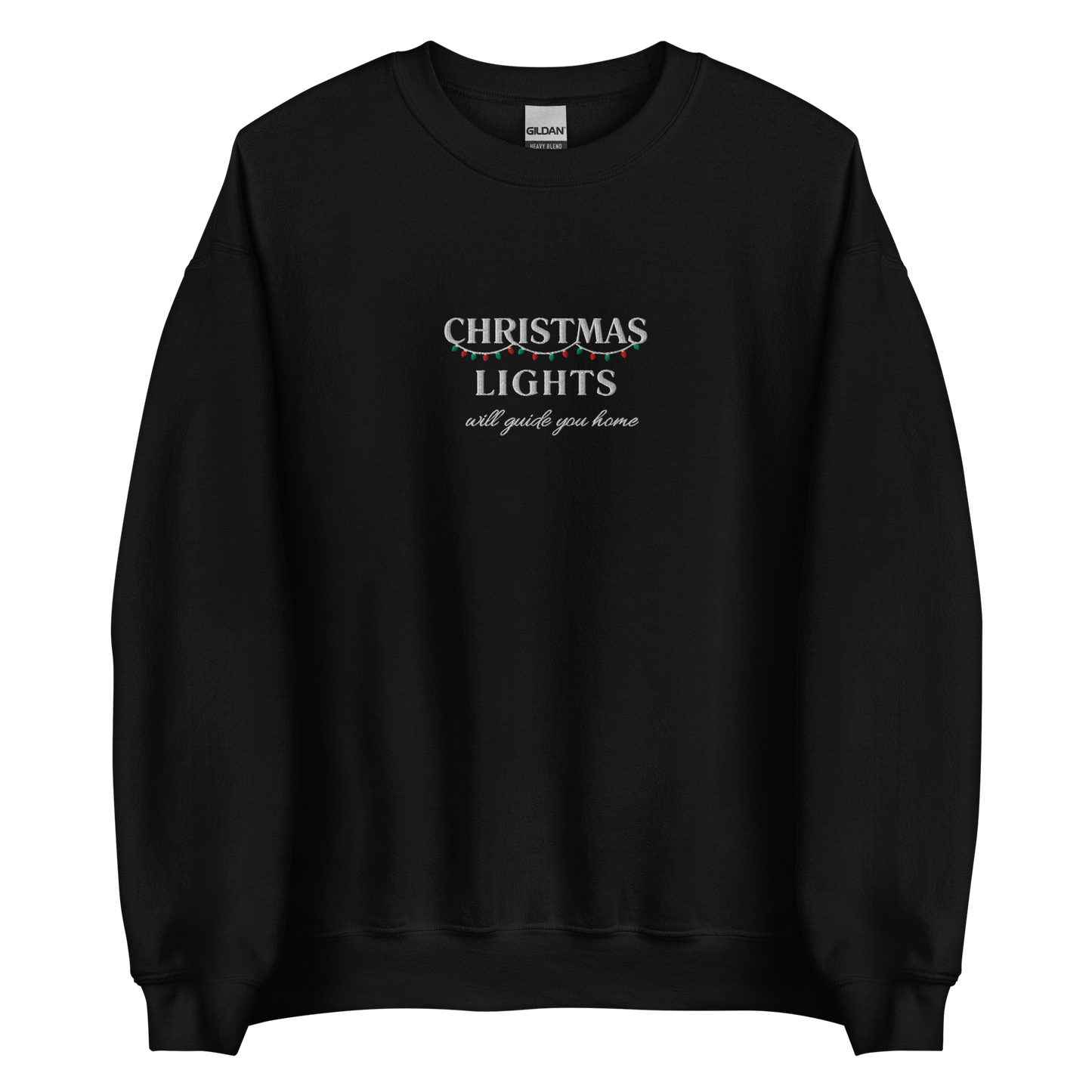 Black Christmas Lights sweatshirt inspired by Coldplay lyrics ‘lights will guide you home’ 