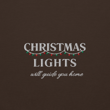 Dark Chocolate Christmas Lights sweatshirt inspired by Coldplay lyrics ‘lights will guide you home’ 