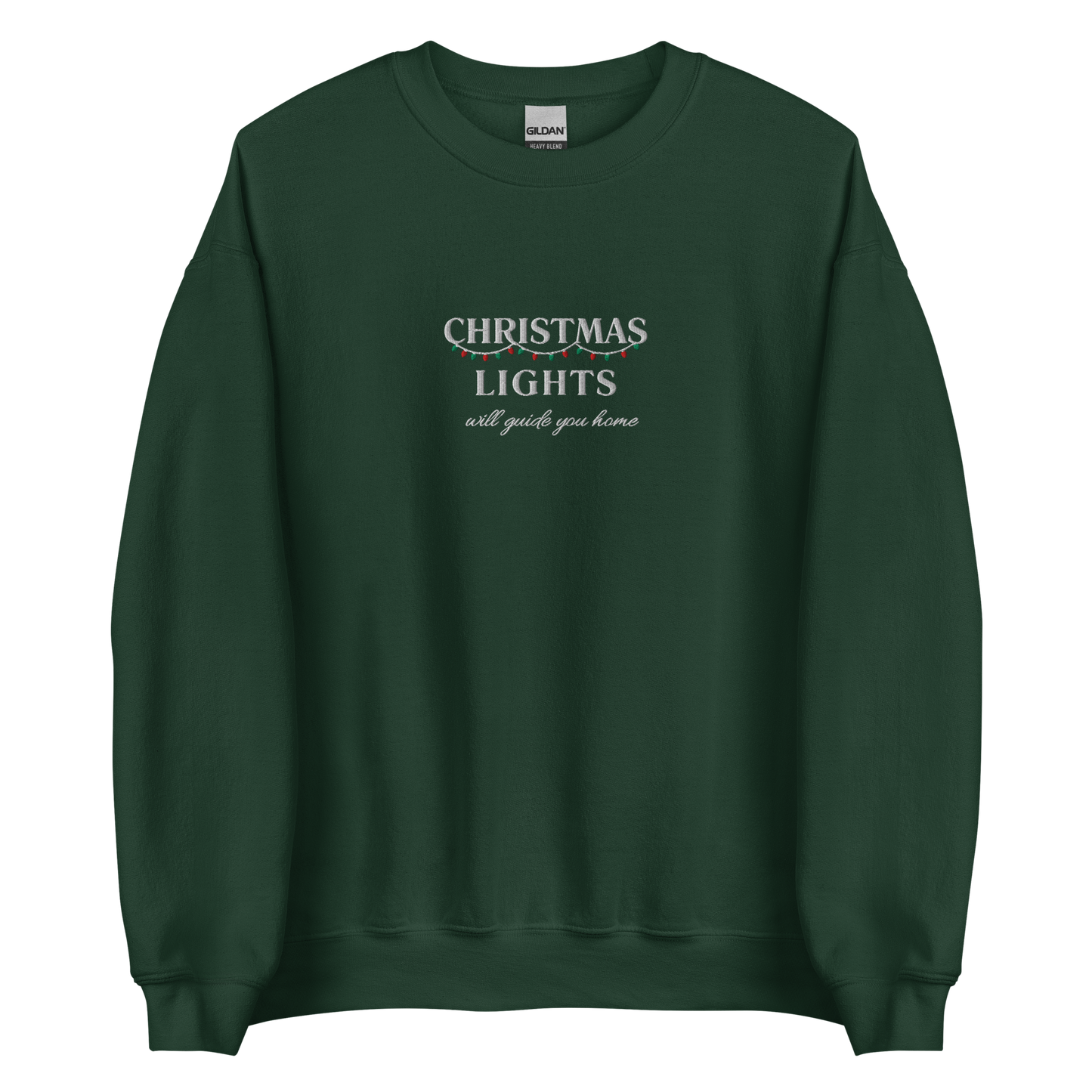 Green Christmas Lights sweatshirt inspired by Coldplay lyrics ‘lights will guide you home’ 