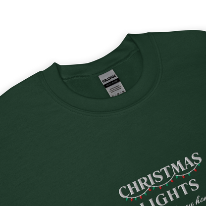 Green Christmas Lights sweatshirt inspired by Coldplay lyrics ‘lights will guide you home’ 