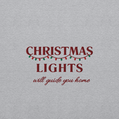Grey Christmas Lights sweatshirt inspired by Coldplay lyrics ‘lights will guide you home’ 