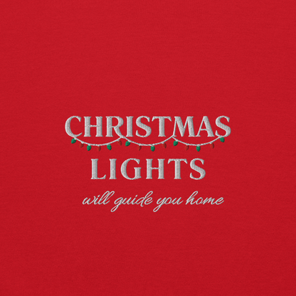Red Christmas Lights sweatshirt inspired by Coldplay lyrics ‘lights will guide you home’ 