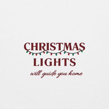 White Christmas Lights sweatshirt inspired by Coldplay lyrics ‘lights will guide you home’ 