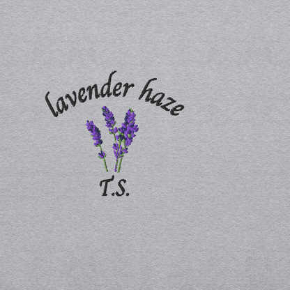 Grey Taylor Swift “Lavender Haze” sweatshirt with soft pastel design inspired by the Lavender Haze era, cozy unisex fan merch pullover perfect for Swifties and everyday wear
