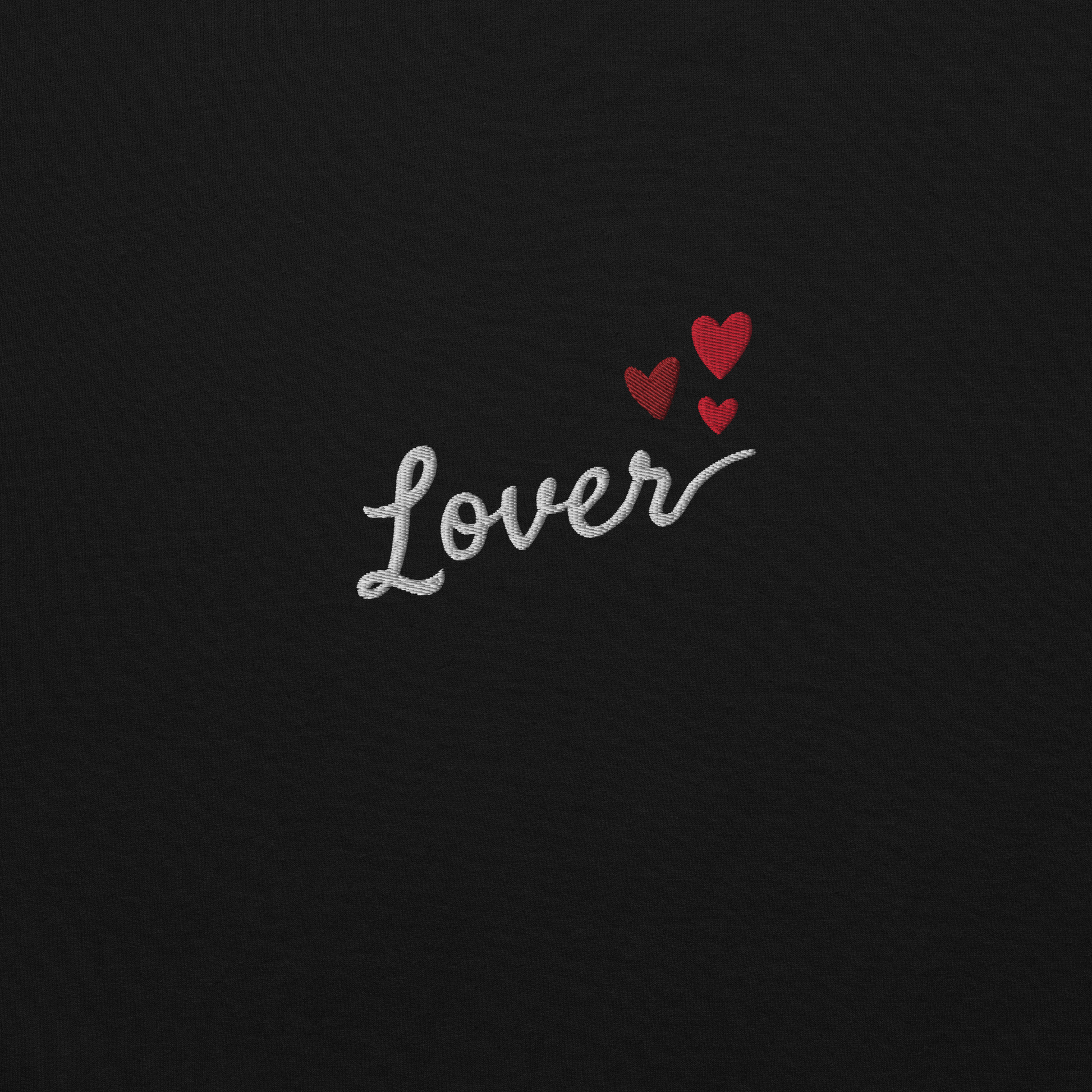 Black Lover sweatshirt inspired by Taylor Swift’s Lover era, featuring minimalist ‘Lover’ text with small heart details on a cozy pastel crewneck, soft romantic pop aesthetic merch