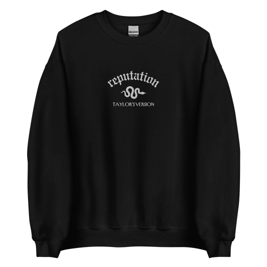 Black Reputation Sweatshirt inspired by Taylor Swift, perfect for Swifties