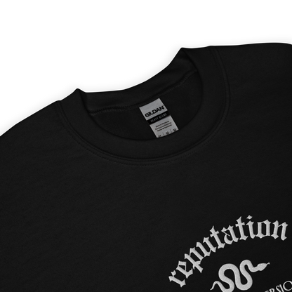 Black Reputation Sweatshirt inspired by Taylor Swift, perfect for Swifties