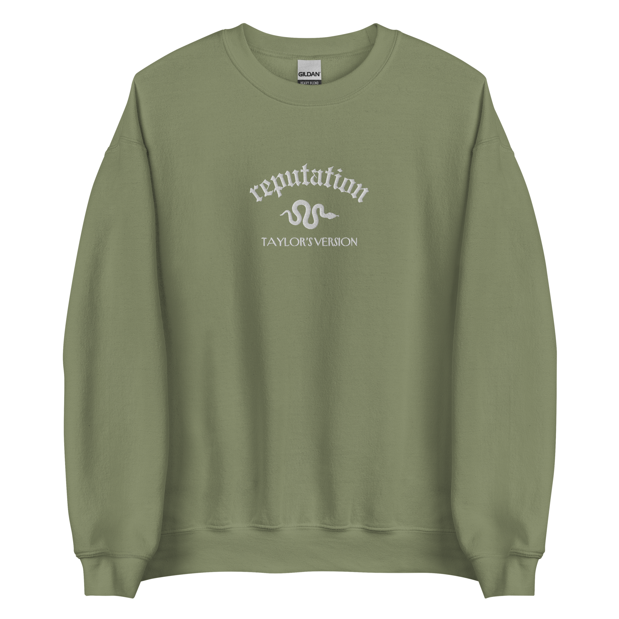 Military Green Reputation Sweatshirt inspired by Taylor Swift, perfect for Swifties