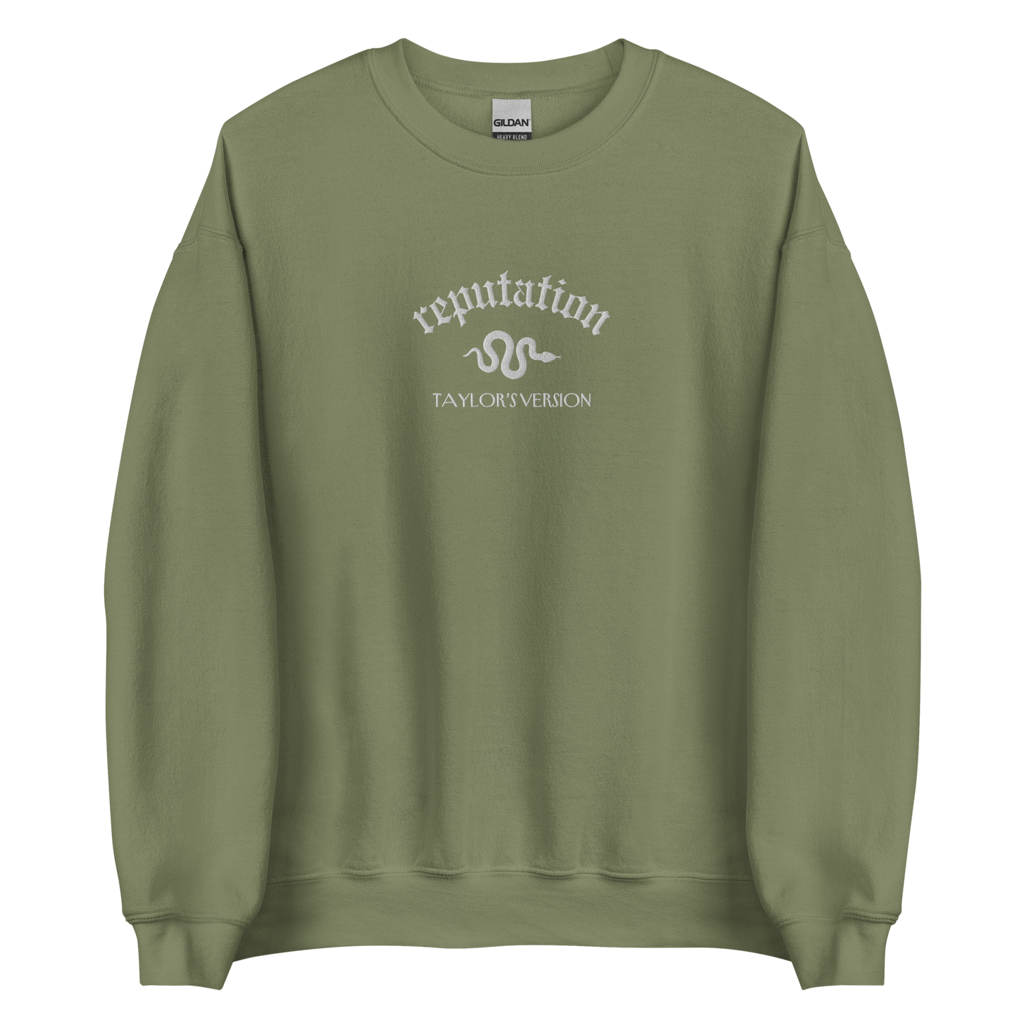 Military Green Reputation Sweatshirt inspired by Taylor Swift, perfect for Swifties