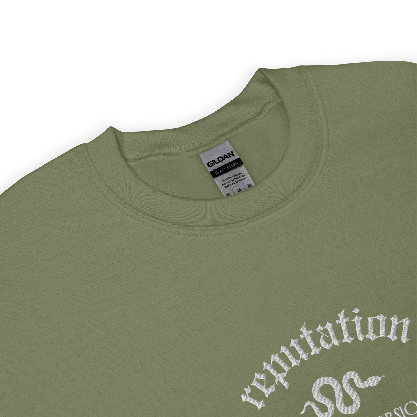 Military Green Reputation Sweatshirt inspired by Taylor Swift, perfect for Swifties