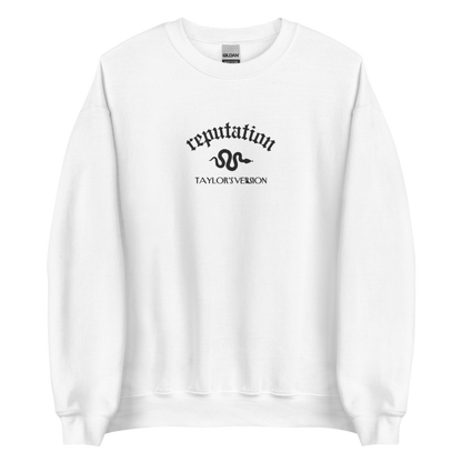White Reputation Sweatshirt inspired by Taylor Swift, perfect for Swifties