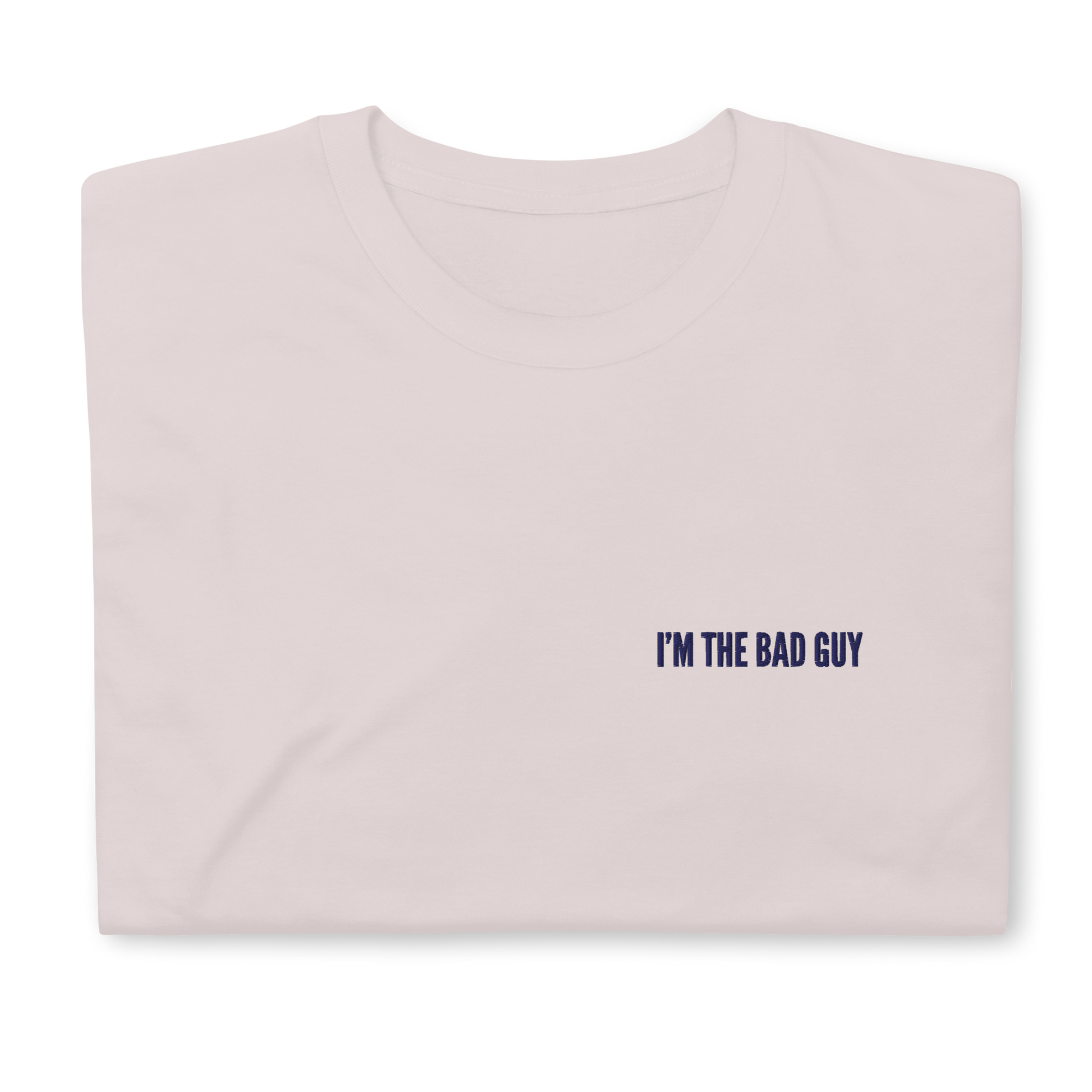 Grey "I'm The Bad Guy" T-Shirt – Trendy Unisex Tee for Billie Eilish Fans with Bold "I'm The Bad Guy" Embroidery