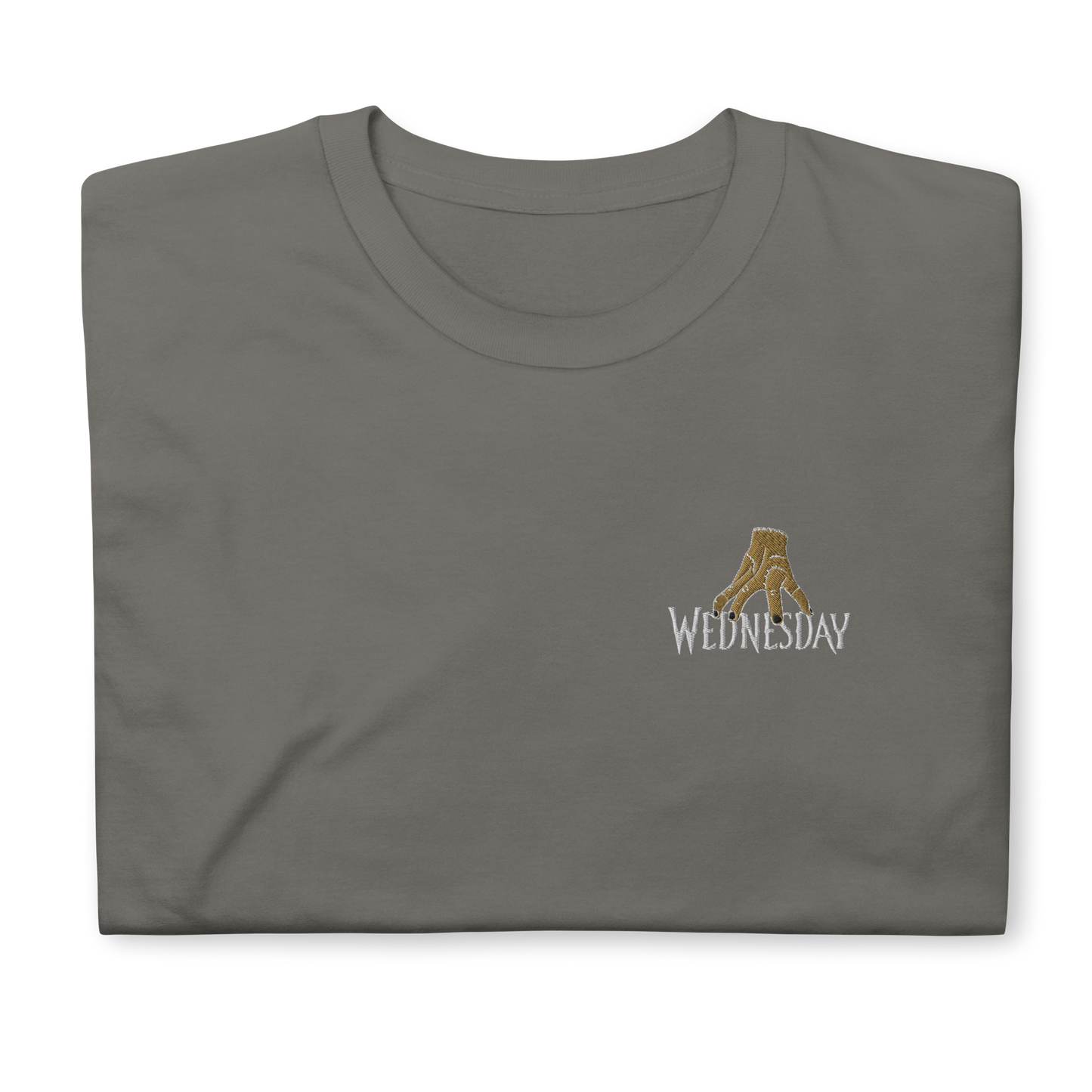 Wednesday T-Shirt – Trendy Unisex Tee for Addams Family Fans with Bold Hand Embroidery
