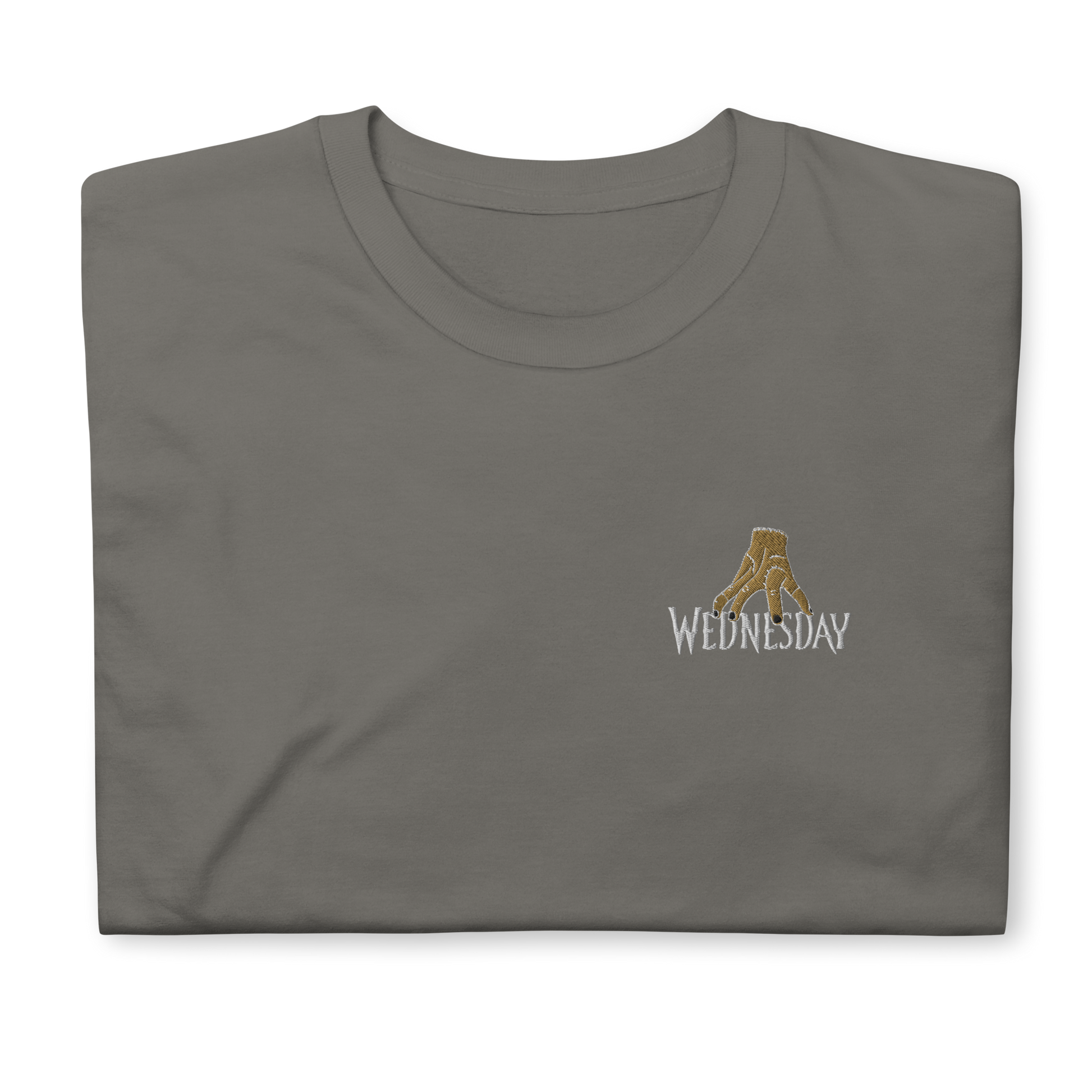 Wednesday T-Shirt – Trendy Unisex Tee for Addams Family Fans with Bold Hand Embroidery