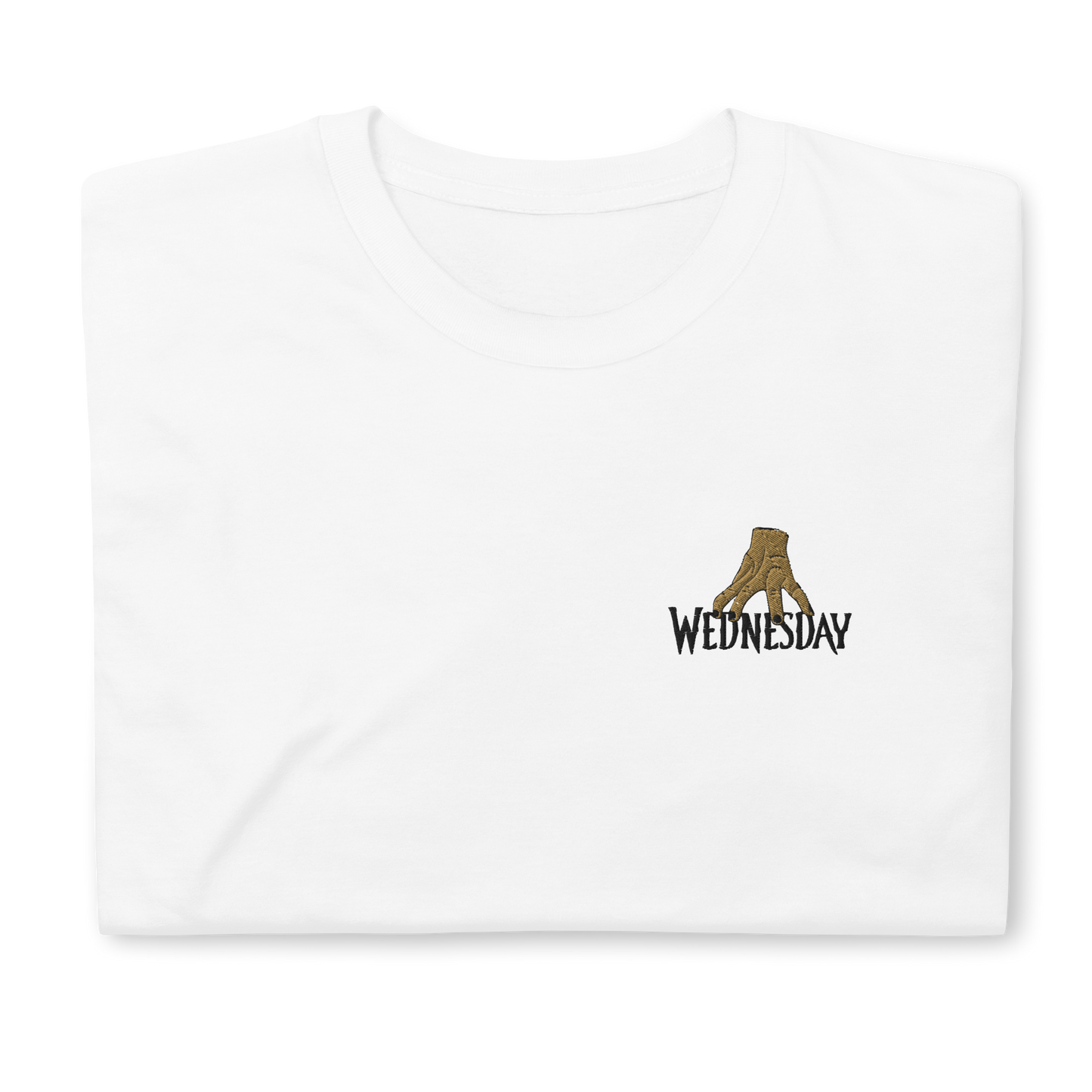 Wednesday T-Shirt – Trendy Unisex Tee for Addams Family Fans with Bold Hand Embroidery