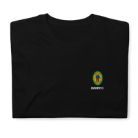 Black Bad Bunny inspired t-shirt with minimalist Benito graphic logo on chest, premium streetwear tee for men and women.