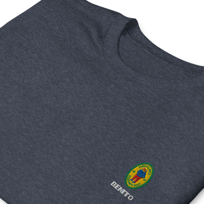 Heather Navy Bad Bunny inspired t-shirt with minimalist Benito graphic logo on chest, premium streetwear tee for men and women.