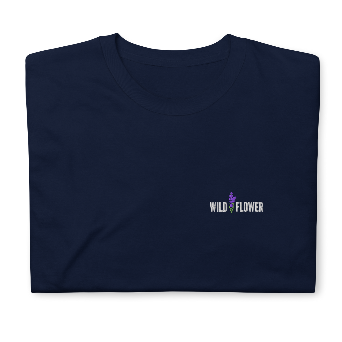 Navy Wildflower T-Shirt – Trendy Unisex Tee for Billie Eilish Fans with Wildflower Embroidery