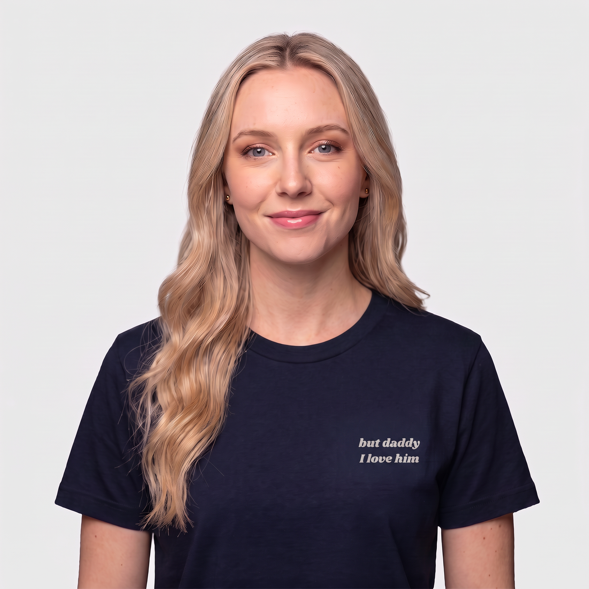 Navy 'but daddy I love him' t-shirt, Taylor Swift Fearless lyric tee, Swiftie merch for Taylor Swift fans