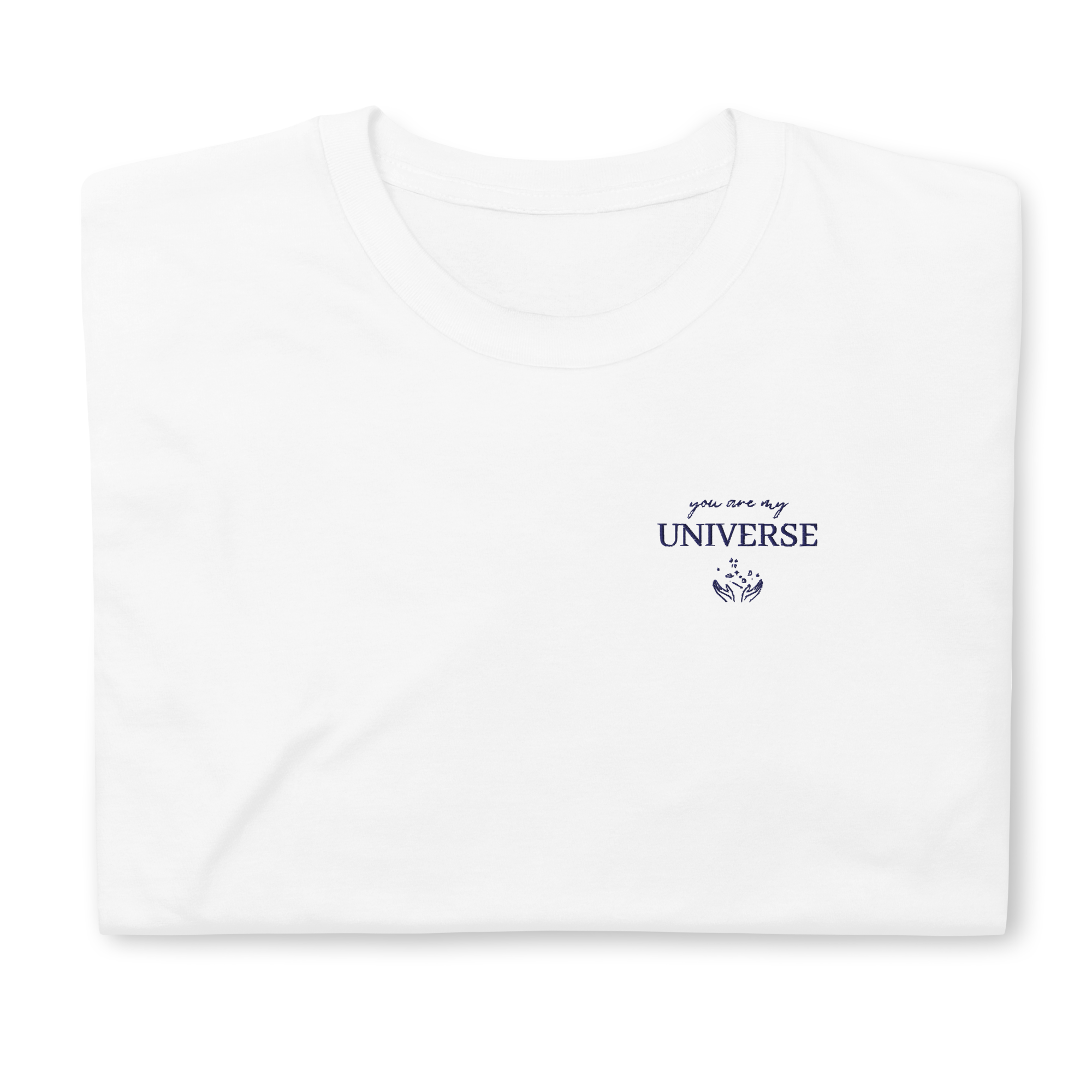 White Coldplay My Universe t-shirt with blue “My Universe” lettering and space graphic, Coldplay band merch tee for music lovers, concert outfit and fan apparel