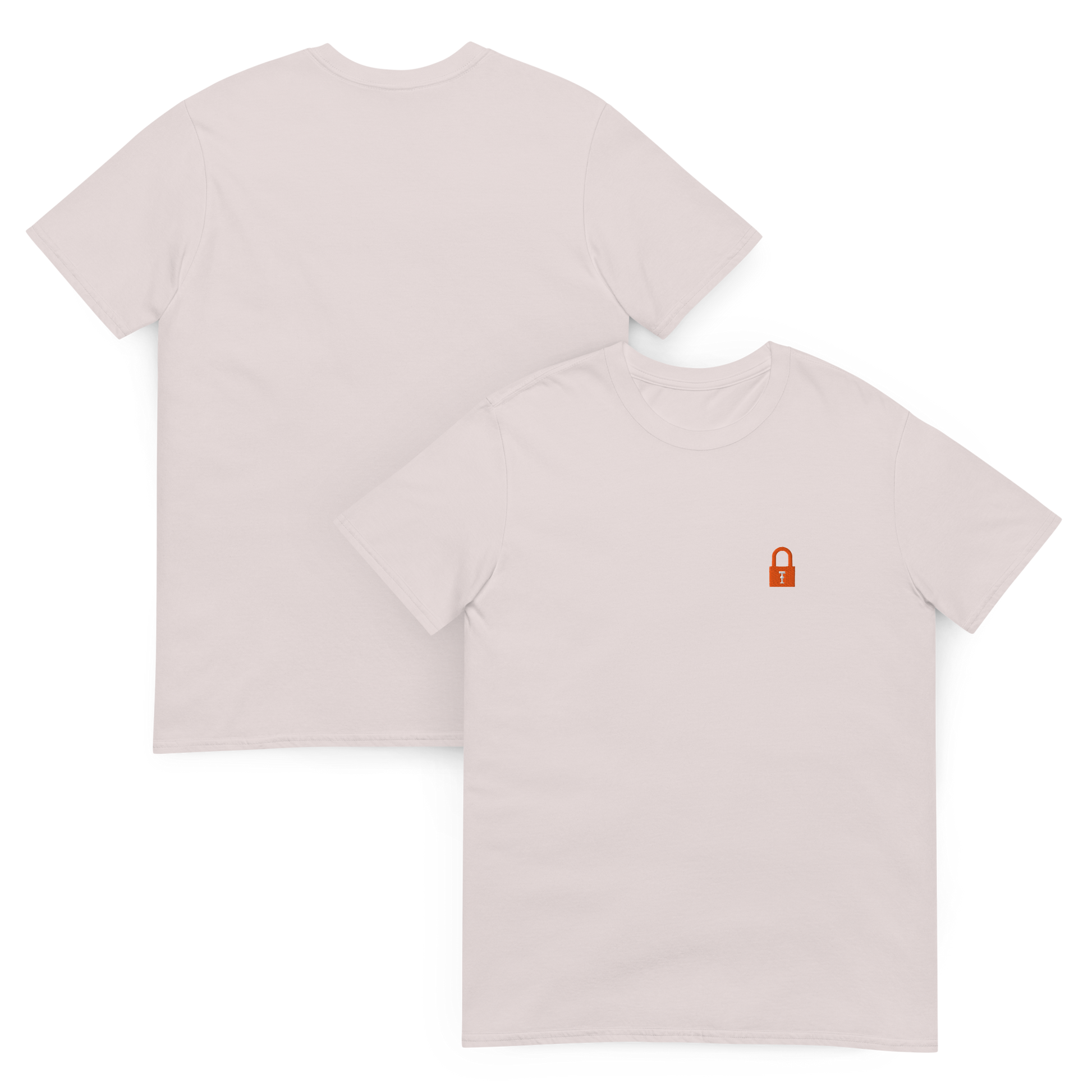 Taylor Swift Showgirl era inspired ice grey t-shirt with minimalist lock graphic, aesthetic Swiftie fan merchandise tee