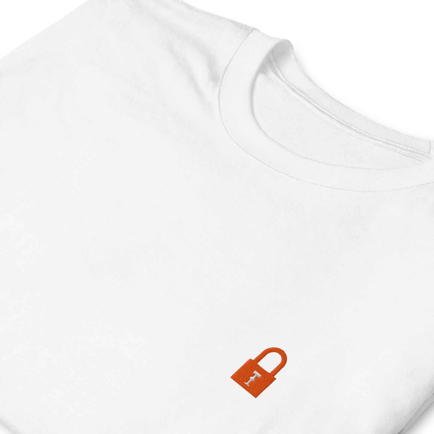 Taylor Swift Showgirl era inspired white t-shirt with minimalist lock graphic, aesthetic Swiftie fan merchandise tee