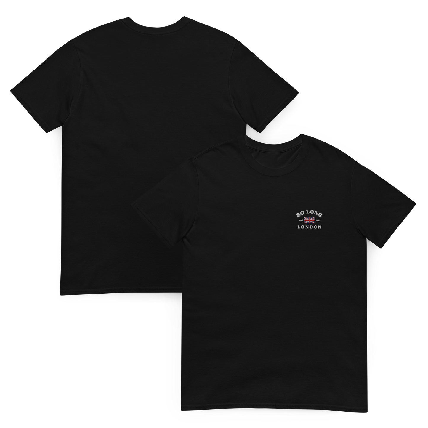 Taylor Swift So Long London inspired black t-shirt with vintage ‘So Long London’ text and UK flag graphic, aesthetic Swiftie fan merchandise tee.