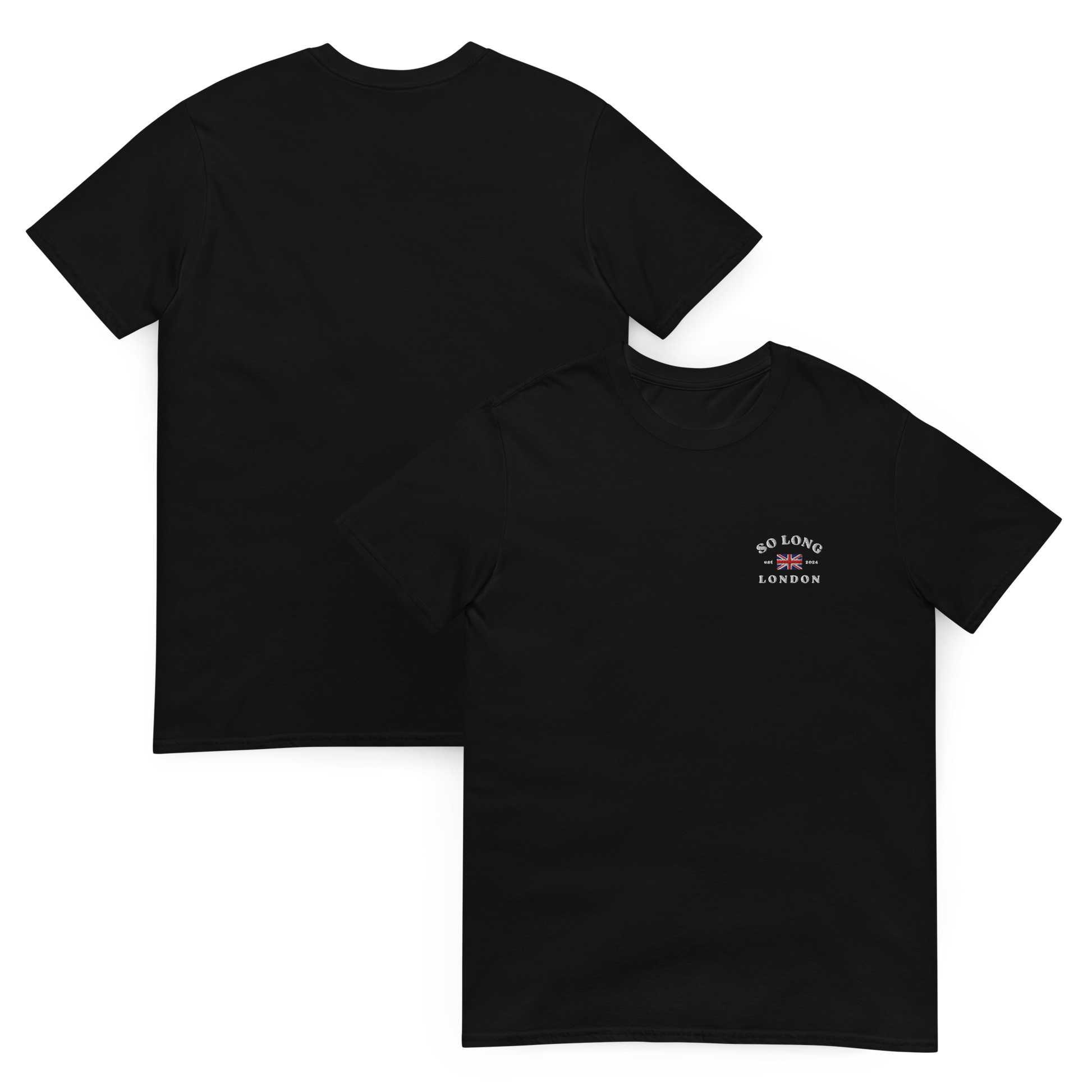 Taylor Swift So Long London inspired black t-shirt with vintage ‘So Long London’ text and UK flag graphic, aesthetic Swiftie fan merchandise tee.