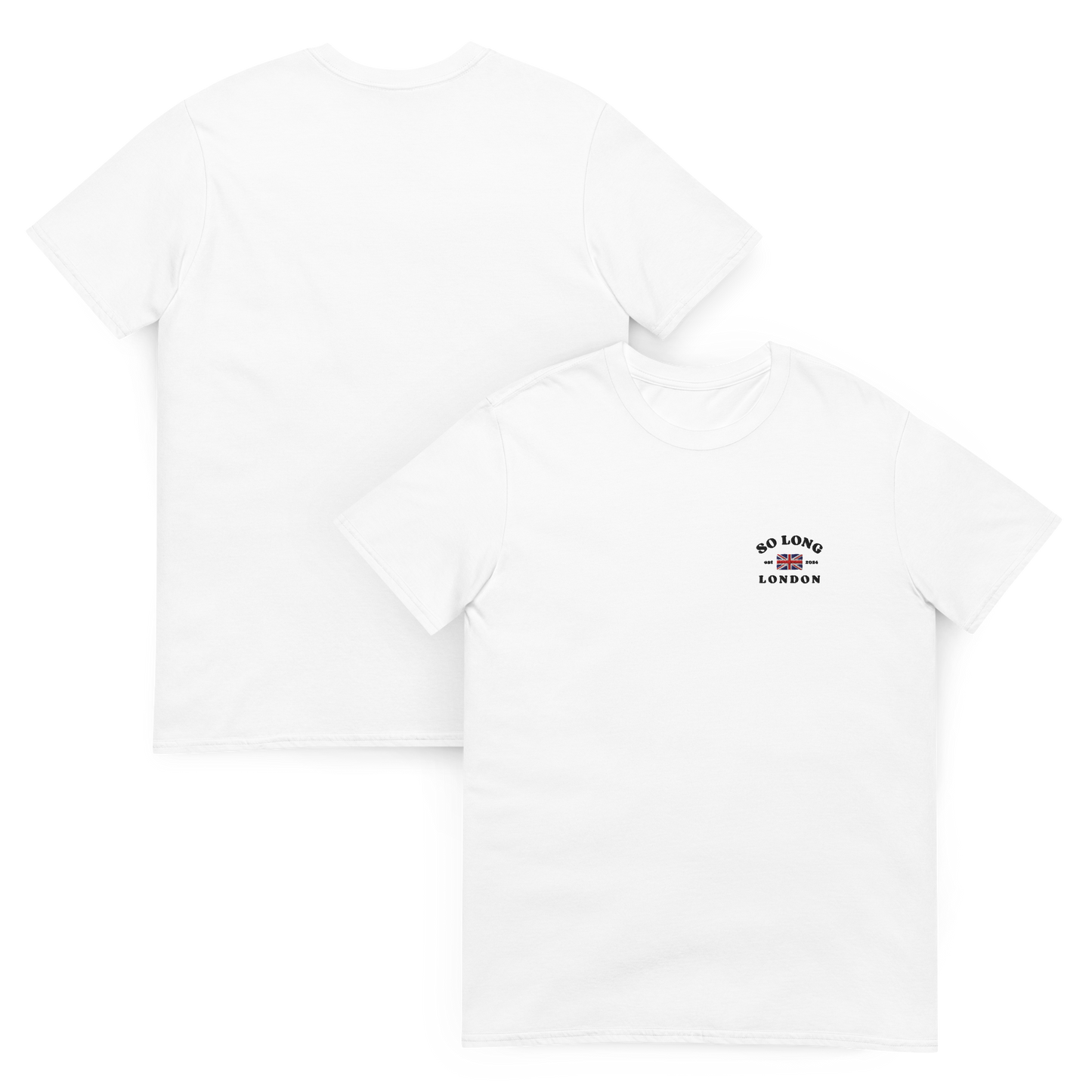 Taylor Swift So Long London inspired white t-shirt with vintage ‘So Long London’ text and UK flag graphic, aesthetic Swiftie fan merchandise tee.